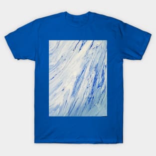 Blue and white sweeping clouds, wave T-Shirt